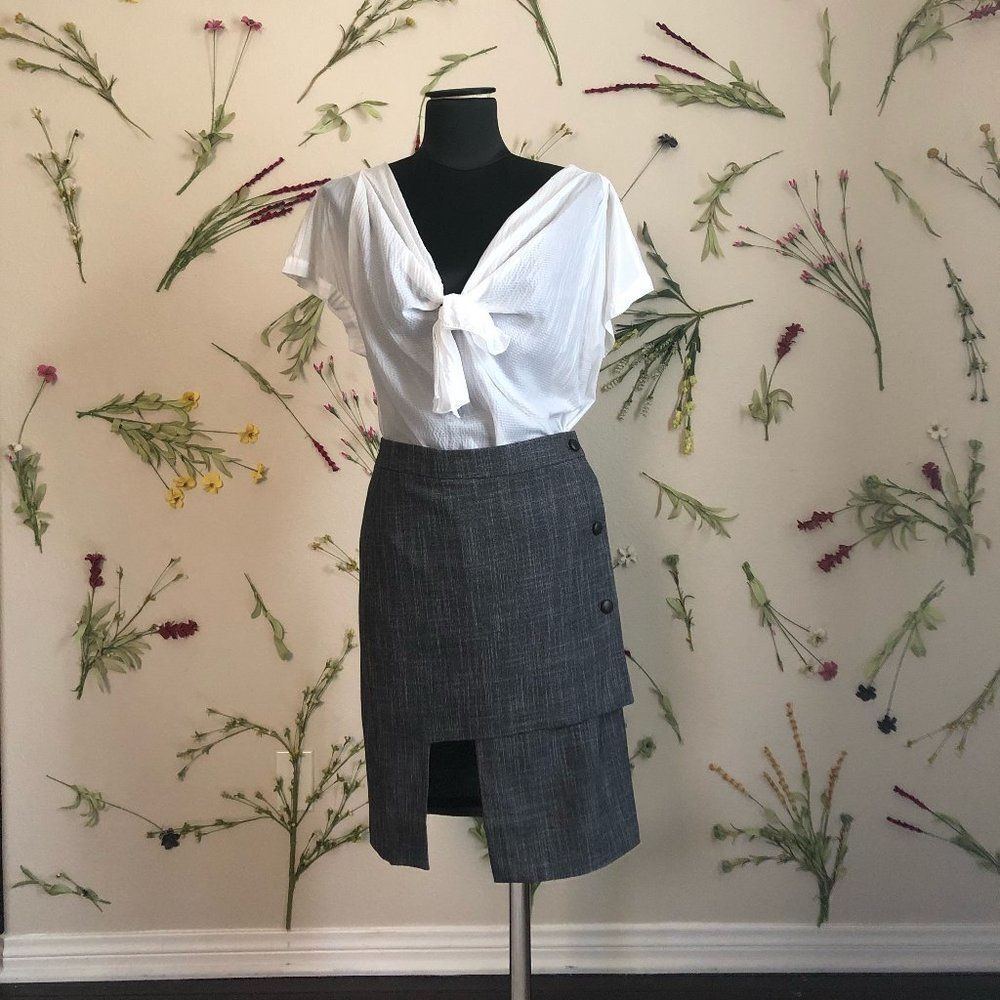 Poleci Pencil Skirt with Leather Buttons